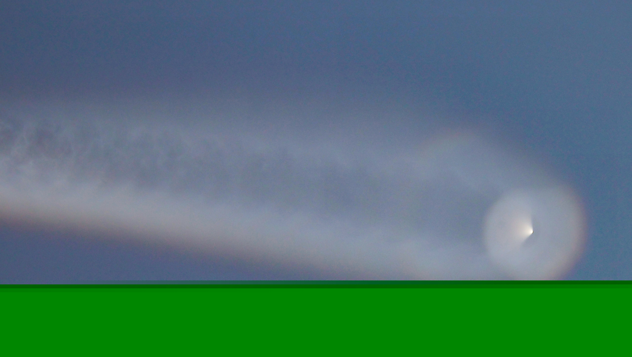 A trail of what appears to be a North Korean missile launch is seen near South Korea's northwestern border island of Yeonpyeong in the Yellow Sea on Wednesday. (Yonhap)