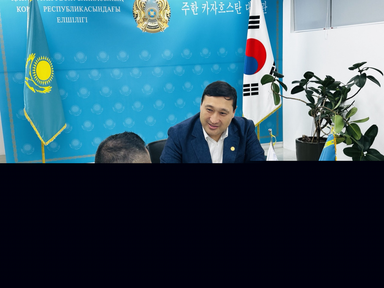 Kazakhstan's Deputy Minister of Internal Affairs Saitbekov Aidar speaks in an interview with The Korea Herald at Kazakh Embassy in Yongan-gu, Seoul on Thursday.(Sanjay Kumar/ The Korea Herald)