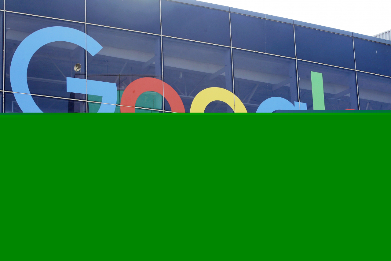 A sign is displayed on a Google building at their campus in Mountain View, California. (AP-Yonhap)