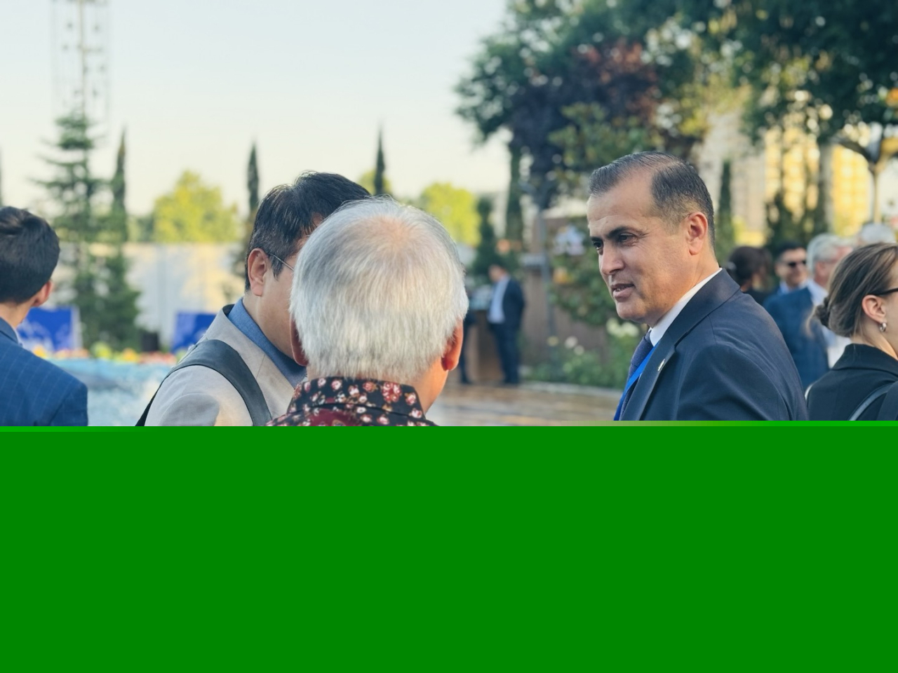 Sulton Rahimzoda, Chairman of the State Committee on Investments and State Property Management interacts with Indonesian Minister of Public Works and Public Housing Mochamad Basuki Hadimuljono at an event ahead of the opening session of the 3rd International Conference on the International Decade of Action. (Sanjay Kumar/ The Korea Herald)